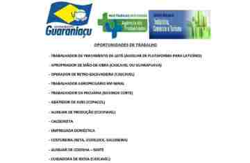 Guaraniaçu - Agência do Trabalhador oferece várias vagas de emprego